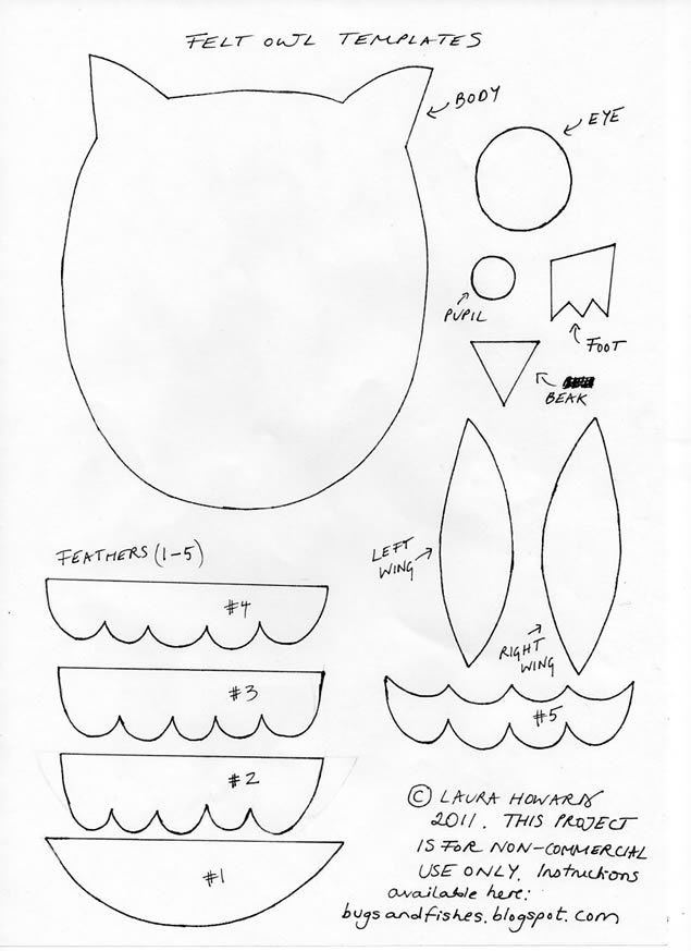 molde de búho de fieltro