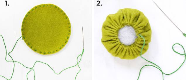 cortar las piezas de fieltro y montar el cactus