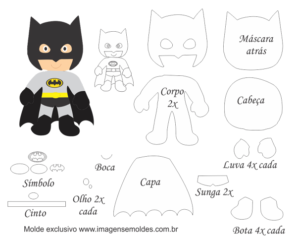 superhéroes en fieltro con molde de batman