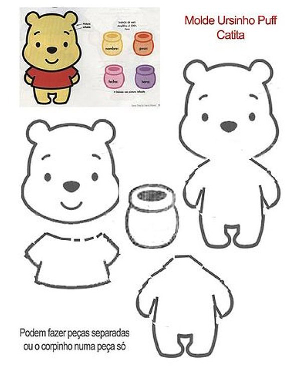 oso de peluche molde con fieltro Pooh