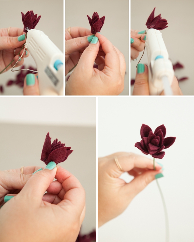 cómo hacer fieltro de flor de dalia
