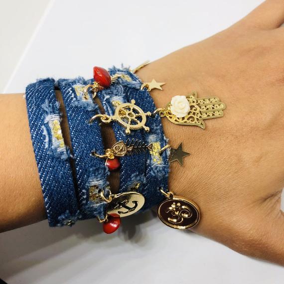 pulsera de tela de jeans