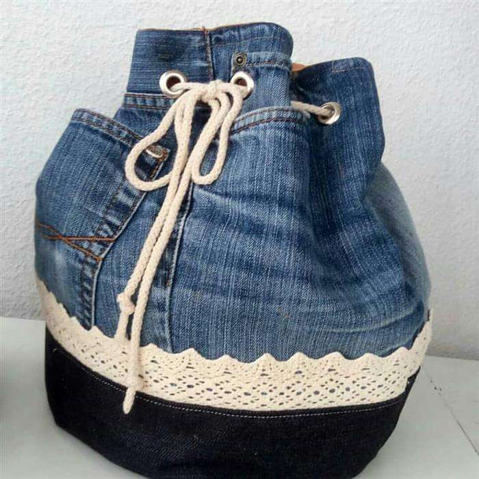 bolso de jeans con falda