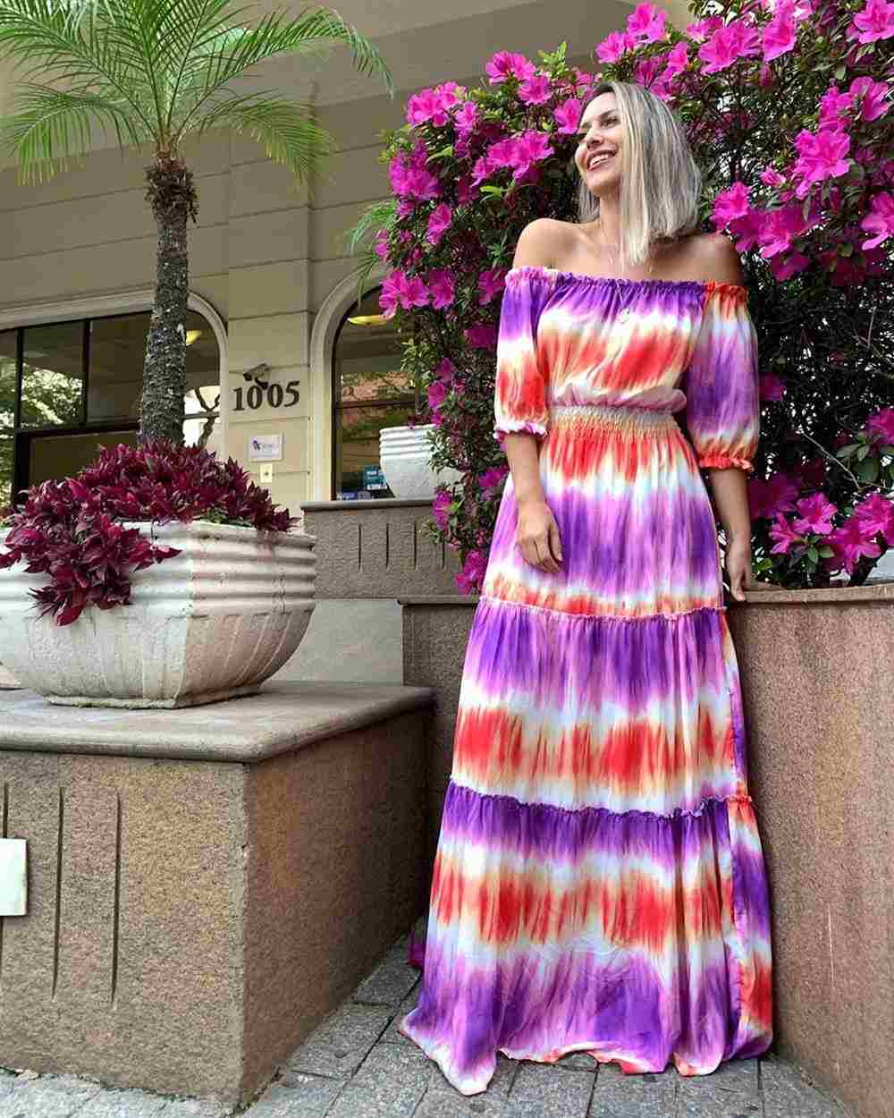 vestido largo con efecto tie dye