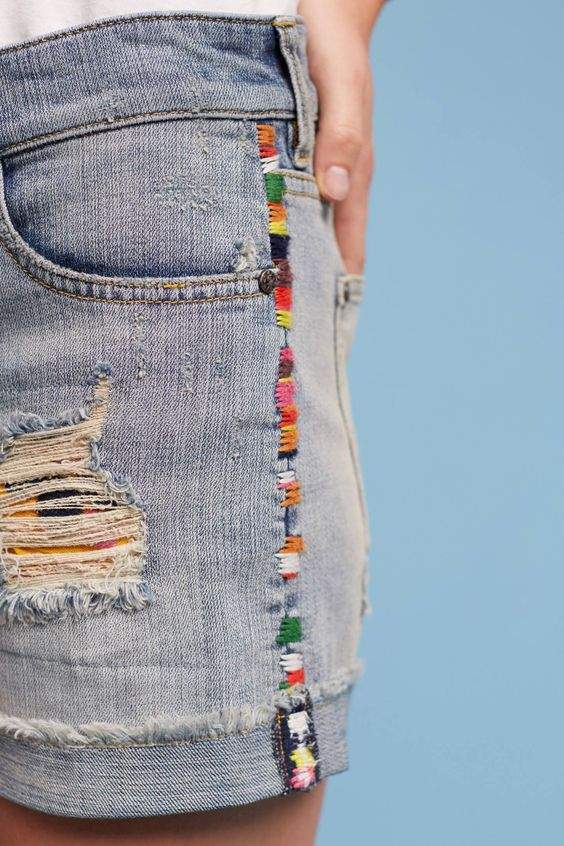 jeans cortos con línea