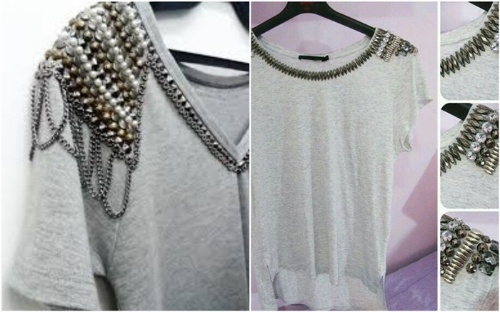 camisetas con chinchetas y cadenas