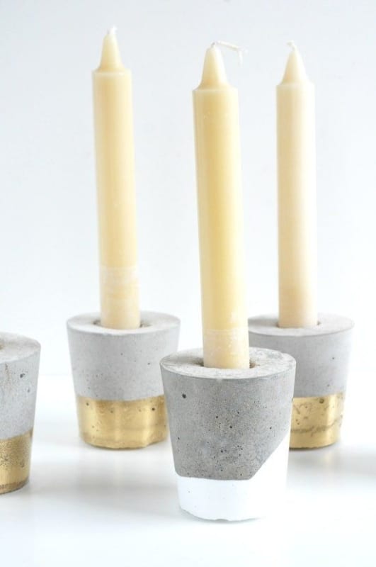 candelabro de hormigón hecho a mano