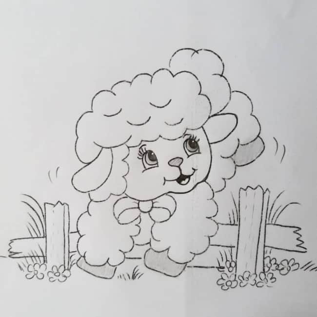 riesgo de ovejita por pintar telas infantiles