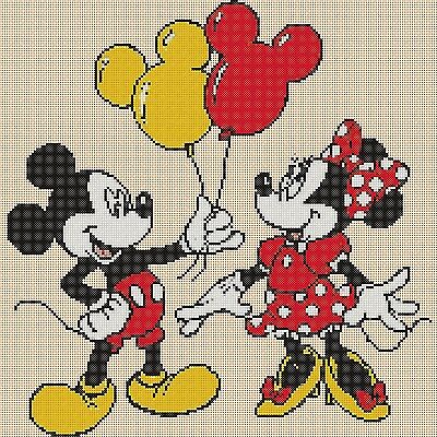 Mickey y Minnie punto de cruz con globos19