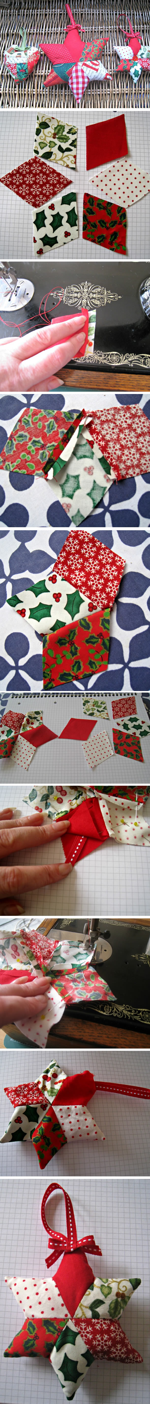 Adornos navideños de patchwork con patrones