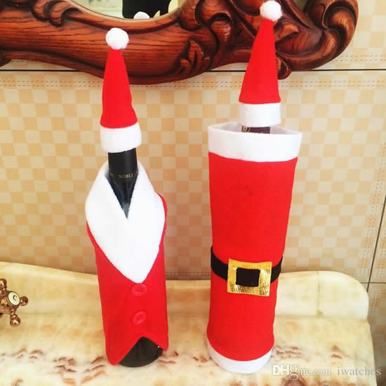 Lindo traje de Papá Noel para botellas