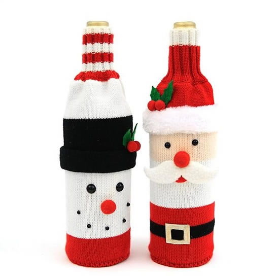 Botellas decoradas con tela para Navidad