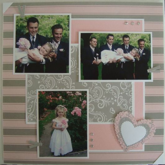 Scrapbook de boda con fondo de rayas