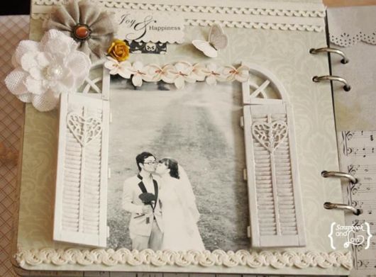 Álbum de recortes de boda con foto en blanco y negro