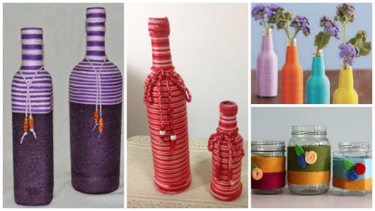 Botellas decoradas con hilo 