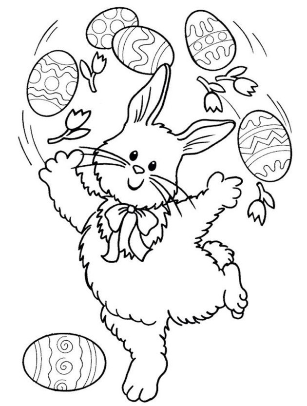 Dibujo de conejitos de pascua para colorear