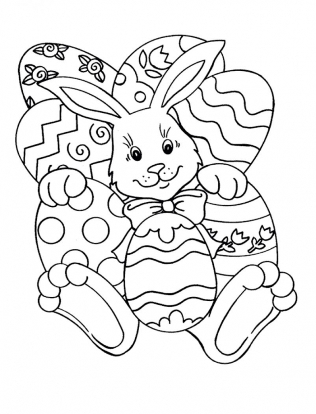 Dibujo de conejitos de pascua para colorear