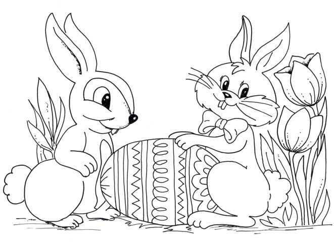 Dibujo de conejitos de pascua para colorear