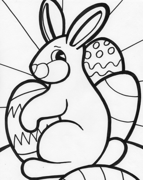 Dibujo de conejitos de pascua para colorear