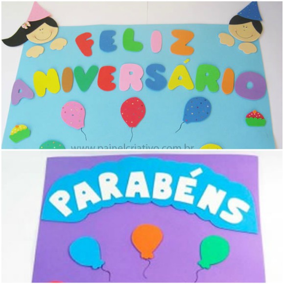 Panel de cumpleaños de EVA para aula con moldes