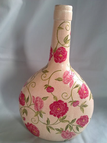 manualidades de botella de vidrio de decoupage