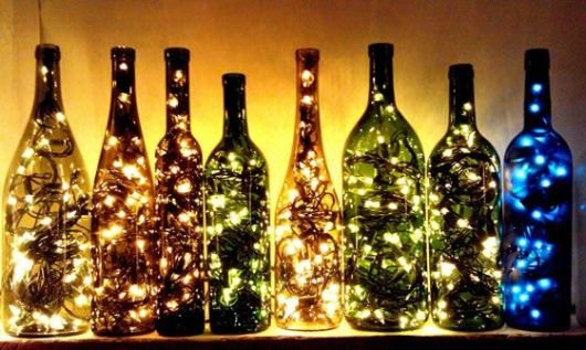 iluminación artesanal botella de vidrio