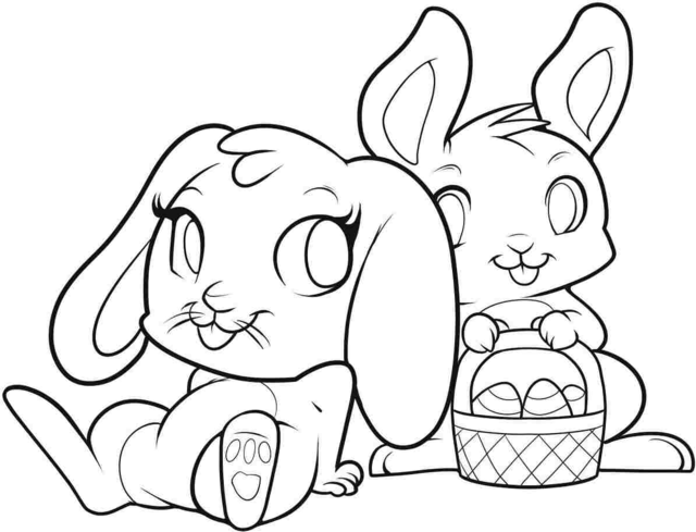 Dibujo de conejitos de pascua para colorear